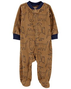 Pijama com Pezinho Dogs Marrom - 6m (3 a 6 meses) - Carter's