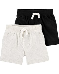 Kit 2 Shorts Moletom Cinza/Preto - RN - Carter's
