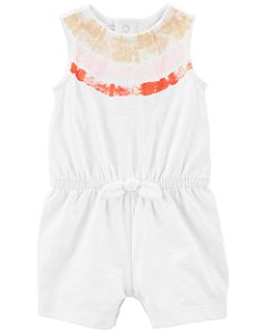 Romper Branco Listra Laranja/Rosa - RN - Carter's