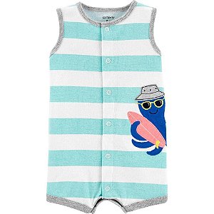 Romper Polvo Listrado Azul - 3m (1 a 3 meses) - Carter's