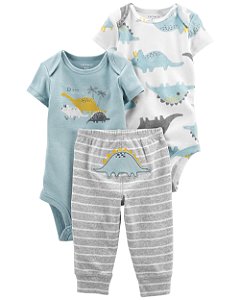 Conjunto 3 Peças Calça Dino Azul - 12m (9 a 12 meses) - Carter's