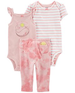 Conjunto 3 Peças Baleia Rosa - 3m (1 a 3 meses) - Carter's