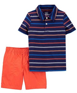 Conjunto 2 Peças Polo + Bermuda Laranja - 24m (18 a 24 meses) - Carter's