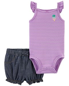 Conjunto 2 Peças Body Roxo Picolé - 6m (3 a 6 meses) - Carter's