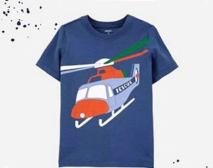 Camiseta Azul Helicoptero - 12m (9 a 12 meses) - Carter's