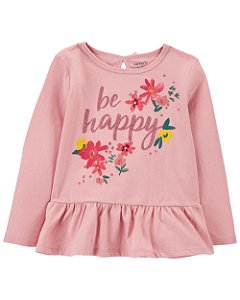 Camiseta Be Happy Rosa - 2T (2 a 3 anos) - Carter's