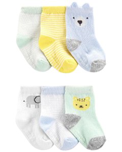 Kit 6 Meias Onça - 3 a 12 Meses - Carter's