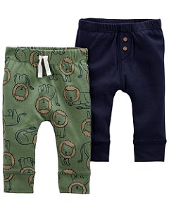 2 Calças Leão/Verde e Azul - 9m (6 a 9 meses) - Carter's