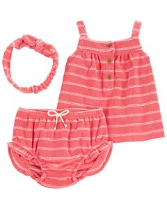 Conjunto 2 Peças Plush Rosa + Tiara - 6m (3 a 6 meses) - Carter's
