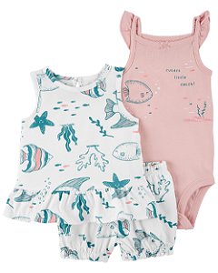 Conjunto 3 Peças Peixes Rosa - 3m (1 a 3 meses) - Carter's