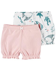 Kit 2 Shorts Rosa/Peixes - 3m (1 a 3 meses) - Carter's