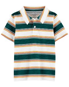Camisa Polo Listrada Verde/Laranja - 2T (2 a 3 anos) - Carter's