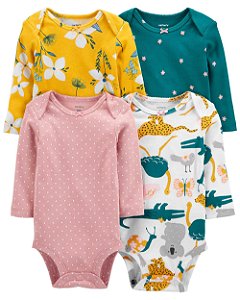 Kit Body 4 Peças Avestruz - 9m (6 a 9 meses) - Carter's