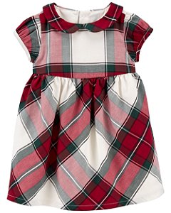 Vestido Evasê Xadrez Vermelho/Verde - 6m (3 a 6 meses) - Carter's