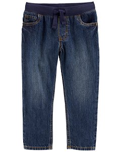 Calça Jeans cós de tecido azul marinho - 2T (2 a 3 anos) - Carter's