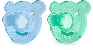 2 Chupetas Soothie Urso Azul/Verde - 3 a 18 Meses - Philips Avent