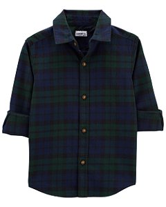 Camisa Social Xadrez Azul Marinho/Verde - 2T (2 a 3 anos) - Carter's