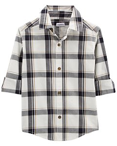 Camisa Social Xadrez Branca/Preta - 2T (2 a 3 anos) - Carter's