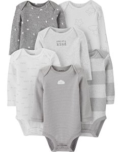 Kit Body 6 Peças Nuvem Cinza - RN - Carter's