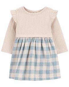Vestido Xadrez Azulzinho/Bege - 6m (3 a 6 meses) - Carter's