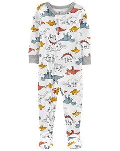 Pijama com pezinho Branco Dino - 24m (18 a 24 meses) - Carter's