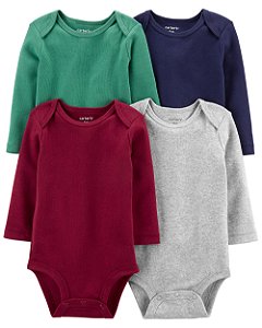 Kit Body 4 Peças Liso Vinho/Azul - 6m (3 a 6 meses) - Carter's