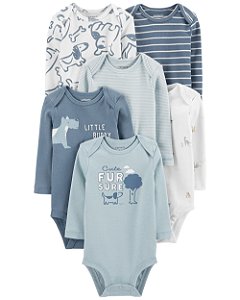 Kit Body 6 Peças Dogs Azul Claro - 12m (9 a 12 meses) - Carter's