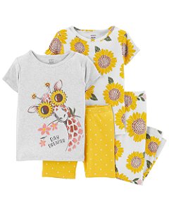Kit Pijama 4 peças Girafa Girassol - 3T (3 a 4 anos) - Carter's
