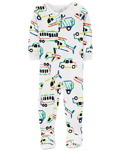 Pijama com pezinho Branco Veículos - 12m (9 a 12 meses) - Carter's