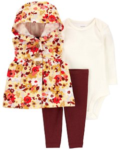 Conjunto 3 Peças Colete Vermelho/Vinho - 3m (1 a 3 meses) - Carter's