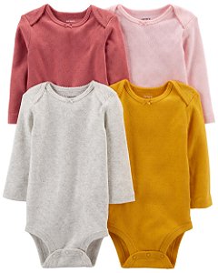 Kit Body 4 Peças Mostarda/Rosa - 3m (1 a 3 meses) - Carter's