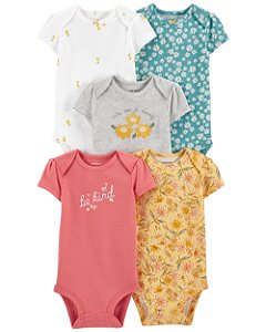 Kit Body 5 Peças Be Kind/Amarelo Florzinha - 12m (9 a 12 meses) - Carter's