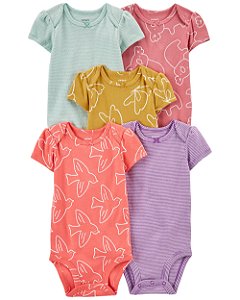 Kit Body 5 Peças Pássaro Girl - 9m (6 a 9 meses) - Carter's