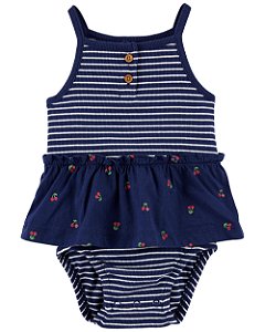 Body Vestido Azul Marinho Cereja - 3m (1 a 3 meses) - Carter's