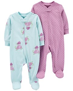 Kit 2 Pijamas Tartaruga Roxo/Azul - 3m (1 a 3 meses) - Carter's