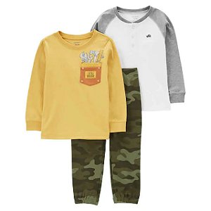 Conjunto 3 peças Manga Longa Little Builder  - 2T (2 a 3 anos) - Carter's