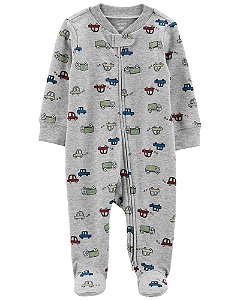 Pijama com pezinho Cinza Carros - 3m (1 a 3 meses) - Carter's