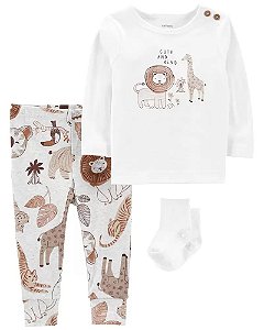 Conjunto 2 peças + Meia Girafa Marrom - 3m (1 a 3 meses) - Carter's