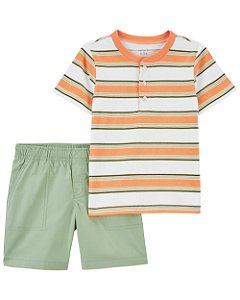 Conjunto 2 peças Listrado Verde/Laranja - 3m (1 a 3 meses) - Carter's