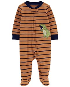 Pijama com pezinho Dino Marrom Listrado - 6m (3 a 6 meses) - Carter's