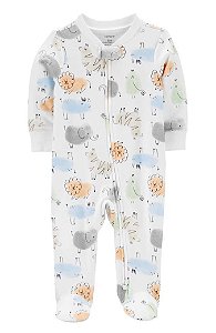 Pijama com pezinho Branco Leãozinho Laranja - RN - Carter's