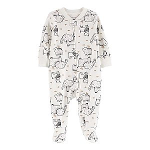 Pijama com pezinho Elefante Bebê Branco - 3m (1 a 3 meses) - Carter's