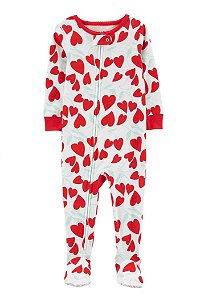 Pijama com pezinho Corações Vermelho - 24m (18 a 24 meses) - Carter's