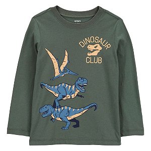 Camiseta Manga Longa Verde Dino Azul - 2T (2 a 3 anos) - Carter's