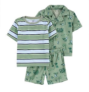 Kit Pijama 3 peças Verde - 2T (2 a 3 anos) - Carter's