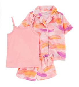 Kit Pijama 3 peças Rosa/Laranja - 2T (2 a 3 anos) - Carter's