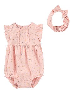 Body Florzinha Rosinha + Faixa - 18m (12 a 18 meses) - Carter's