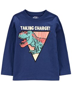 Camiseta Manga Longa Azul Dinossauro - 3T (3 a 4 anos) - Carter's