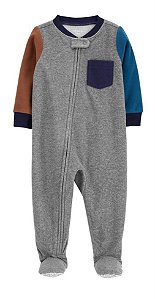 Pijama com pezinho Cinza Colorblock - 3T (3 a 4 anos) - Carter's
