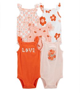 Kit Body 5 Peças Alcinha Laranja Love - RN - Carter's